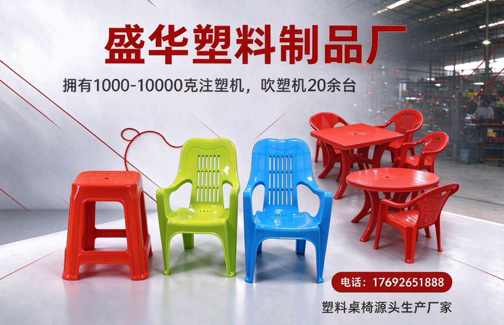 盛华塑料桌椅展示